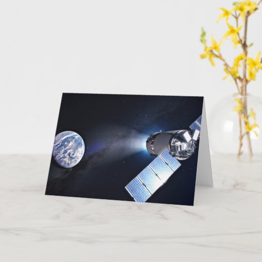 Dragon XL ruimtevaartuig met planeet Aarde op afst Kaart (Gele Bloem)