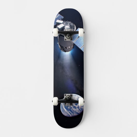 Dragon XL ruimtevaartuig met planeet Aarde op afst Persoonlijk Skateboard (Voorkant)