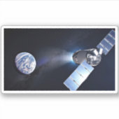 Dragon XL ruimtevaartuig met planeet Aarde op afst Sticker (Voorkant)