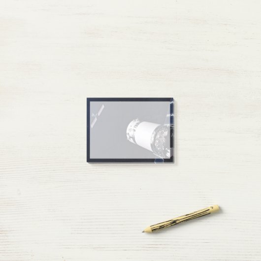 Dragon XL ruimtevaartuig nadert een maan gateway. Post-it® Notes (Op bureau)