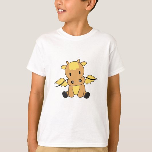 Dragon Yellow Fairy Tale Fantasy Cute Animals T-shirt (Voorkant)