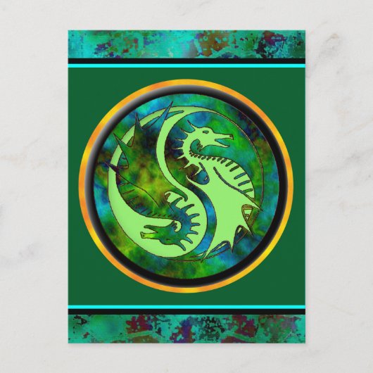 Dragon Yin Yang Briefkaart (Voorkant)