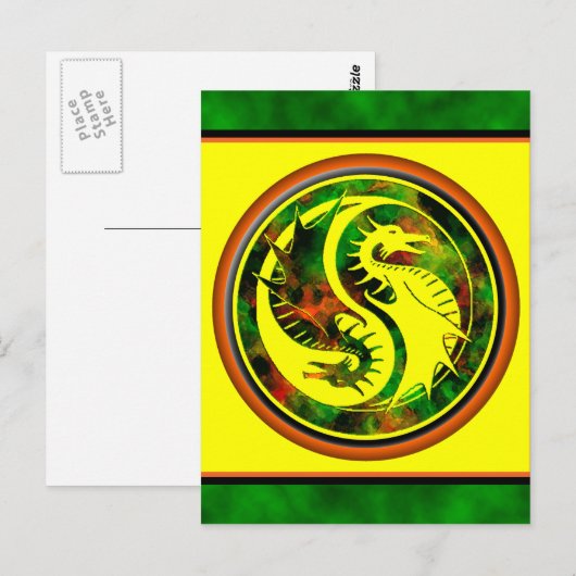 Dragon Yin Yang Briefkaart (Voorkant / Achterkant)