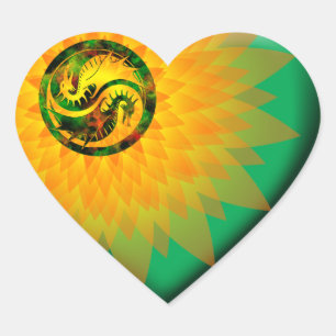 Dragon Yin Yang Hart Sticker