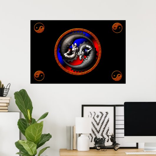 Dragon Yin-Yang Poster (Thuiskantoor)