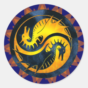 Dragon Yin Yang Ronde Sticker
