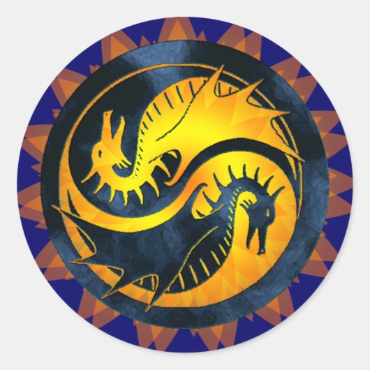 Dragon Yin Yang Ronde Sticker (Voorkant)