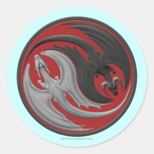 Dragon Yin-Yang Ronde Sticker