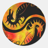 Dragon Yin Yang Ronde Sticker (Voorkant)