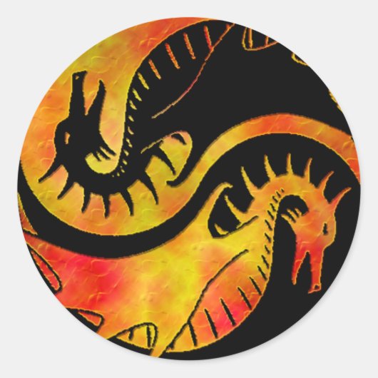 Dragon Yin Yang Ronde Sticker (Voorkant)