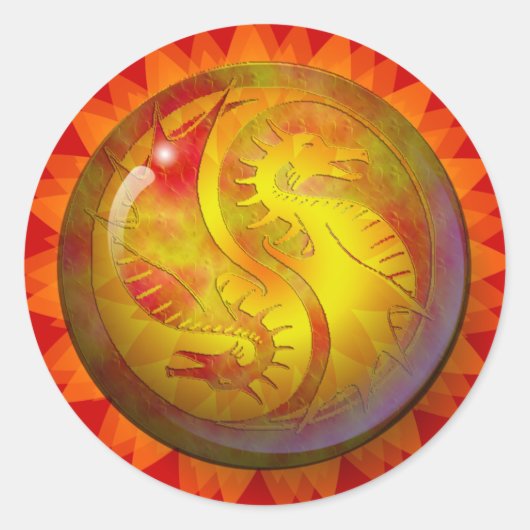Dragon Yin Yang Ronde Sticker (Voorkant)