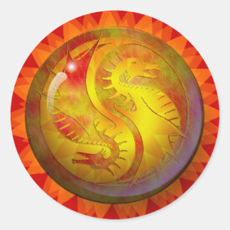 Dragon Yin Yang Ronde Sticker