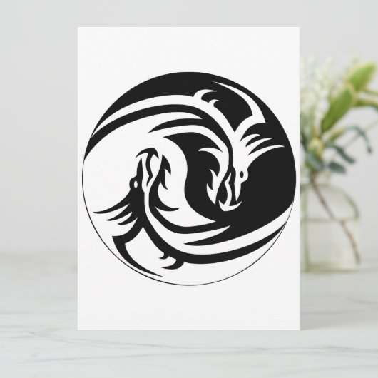 Dragon Yin Yang Uitnodiging (Staand voorkant)