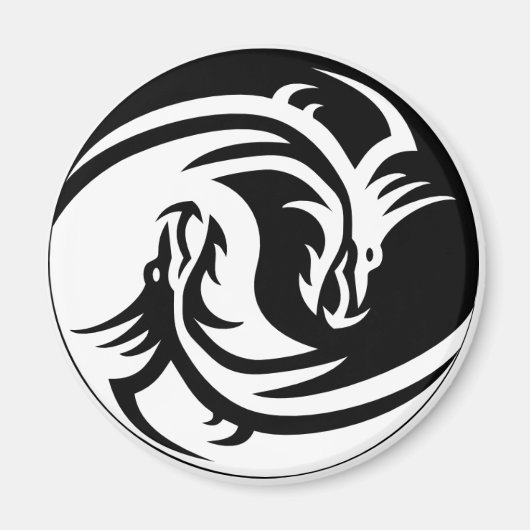 Dragon YinYang 2¼ inch ronde magneet (Voorkant)
