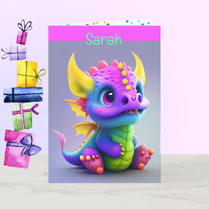 Dragon Young Child Birthday add Name & Signature Kaart