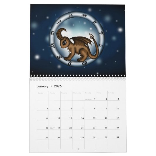 Dragon Zodiacsignagenda Kalender (Jan 2026)