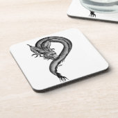 Dragon zwart-wit ontwerp bier onderzetter (Linkerzijde)