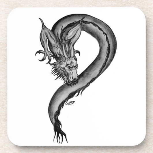 Dragon zwart-wit ontwerp bier onderzetter (Voorkant)