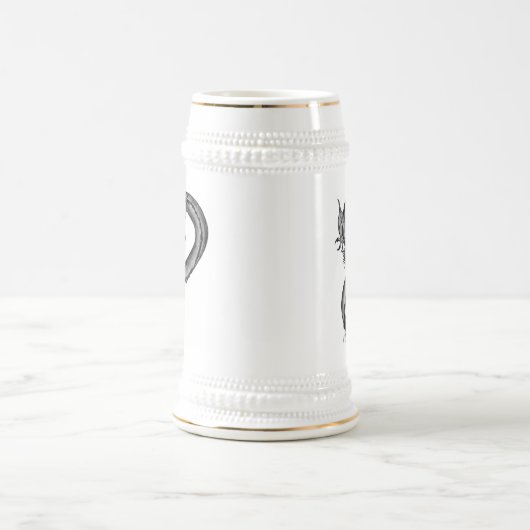 Dragon zwart-wit ontwerp bierpul (Center)