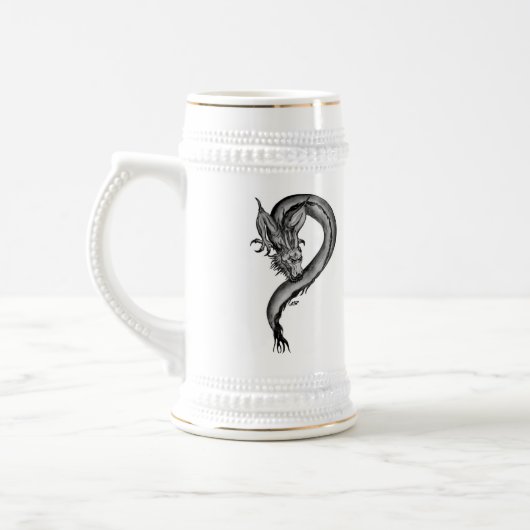 Dragon zwart-wit ontwerp bierpul (Links)