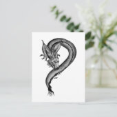 Dragon zwart-wit ontwerp briefkaart (Staand voorkant)