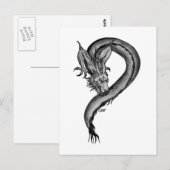 Dragon zwart-wit ontwerp briefkaart (Voorkant / Achterkant)