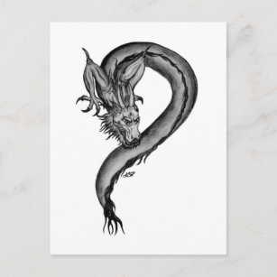 Dragon zwart-wit ontwerp briefkaart