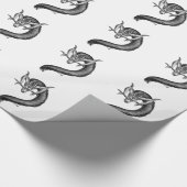 Dragon zwart-wit ontwerp cadeaupapier (Hoek)