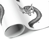 Dragon zwart-wit ontwerp cadeaupapier (Rol Hoek)