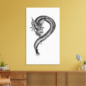 Dragon zwart-wit ontwerp canvas afdruk (Insitu (Woonkamer))