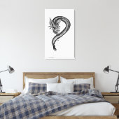Dragon zwart-wit ontwerp canvas afdruk (Insitu (Slaapkamer))