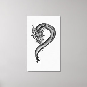 Dragon zwart-wit ontwerp canvas afdruk