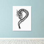 Dragon zwart-wit ontwerp canvas afdruk (Insitu (Houten vloer))
