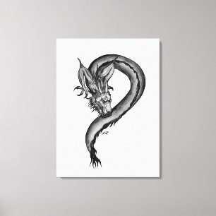 Dragon zwart-wit ontwerp canvas afdruk