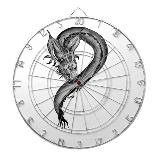 Dragon zwart-wit ontwerp dartbord (Voorkant)