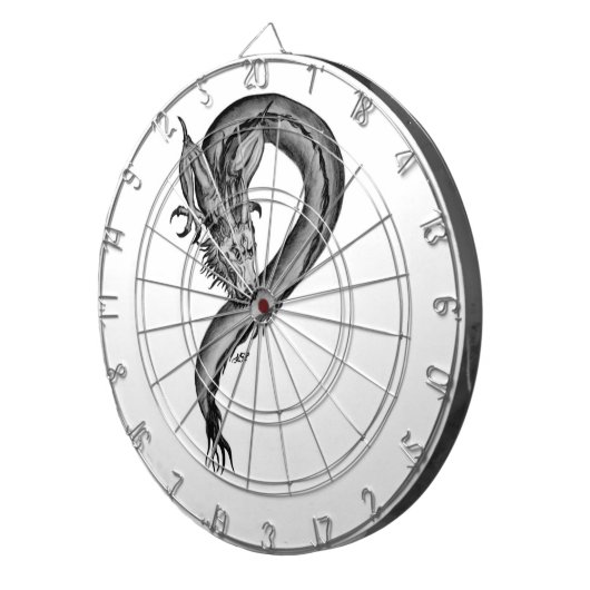 Dragon zwart-wit ontwerp dartbord (Voorkant Rechts)