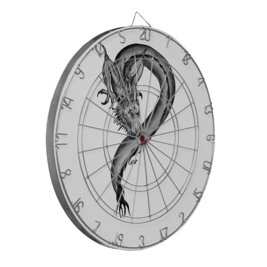 Dragon zwart-wit ontwerp dartbord (Voorkant Links)