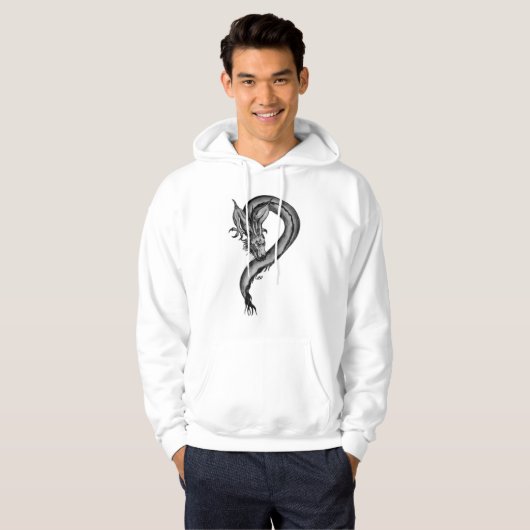Dragon zwart-wit ontwerp hoodie (Voorkant volledig)