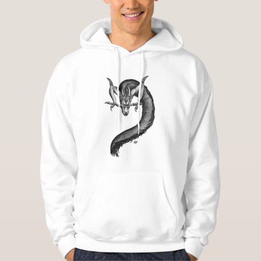 Dragon zwart-wit ontwerp hoodie (Voorkant)