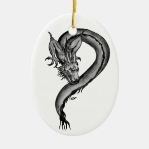 Dragon zwart-wit ontwerp keramisch ornament