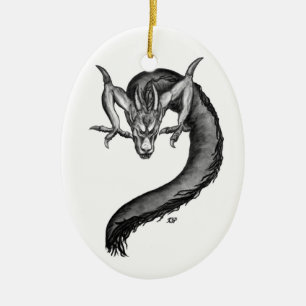 Dragon zwart-wit ontwerp keramisch ornament