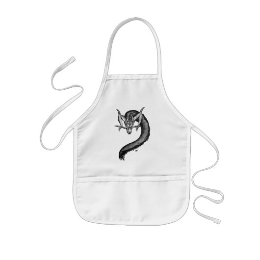Dragon zwart-wit ontwerp kinder schort (Voorkant)