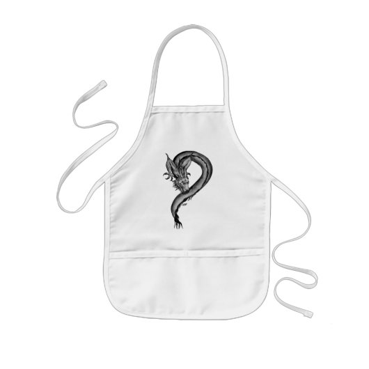 Dragon zwart-wit ontwerp kinder schort (Voorkant)