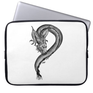 Dragon zwart-wit ontwerp laptop sleeve