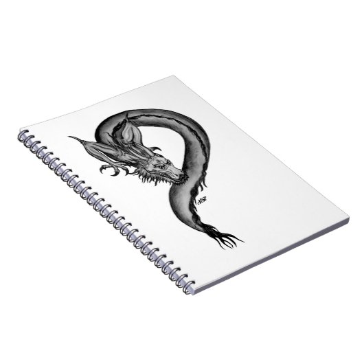 Dragon zwart-wit ontwerp notitieboek (Rechterzijde)