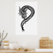 Dragon zwart-wit ontwerp poster (Keuken)