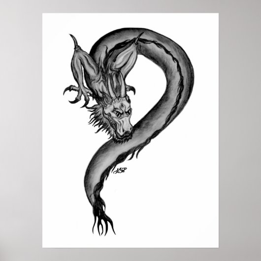 Dragon zwart-wit ontwerp poster (Voorkant)