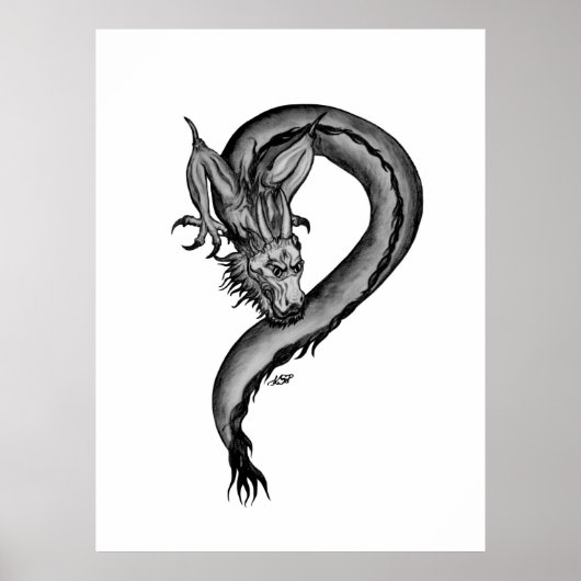 Dragon zwart-wit ontwerp poster (Voorkant)