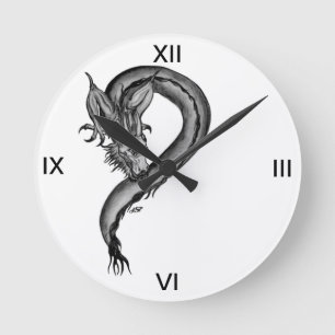 Dragon zwart-wit ontwerp ronde klok