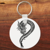 Dragon zwart-wit ontwerp sleutelhanger (Voorkant)
